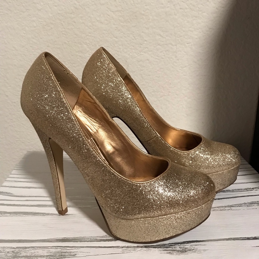 Aldo Shimmering Gold Platform Heels
